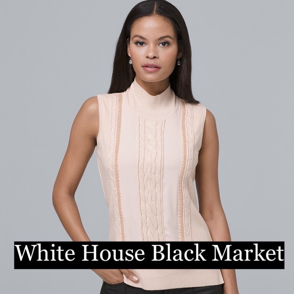 NWT White House Black Market Cable Knit Beaded Top